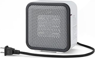 Amazon Basics Ceramic Space Heater, Portable Mini Heater for Office Desk, Fast Heating, Efficient, Indoor Use, 500W, With Tip-Over Protection, Lightweight 1.4 lbs,