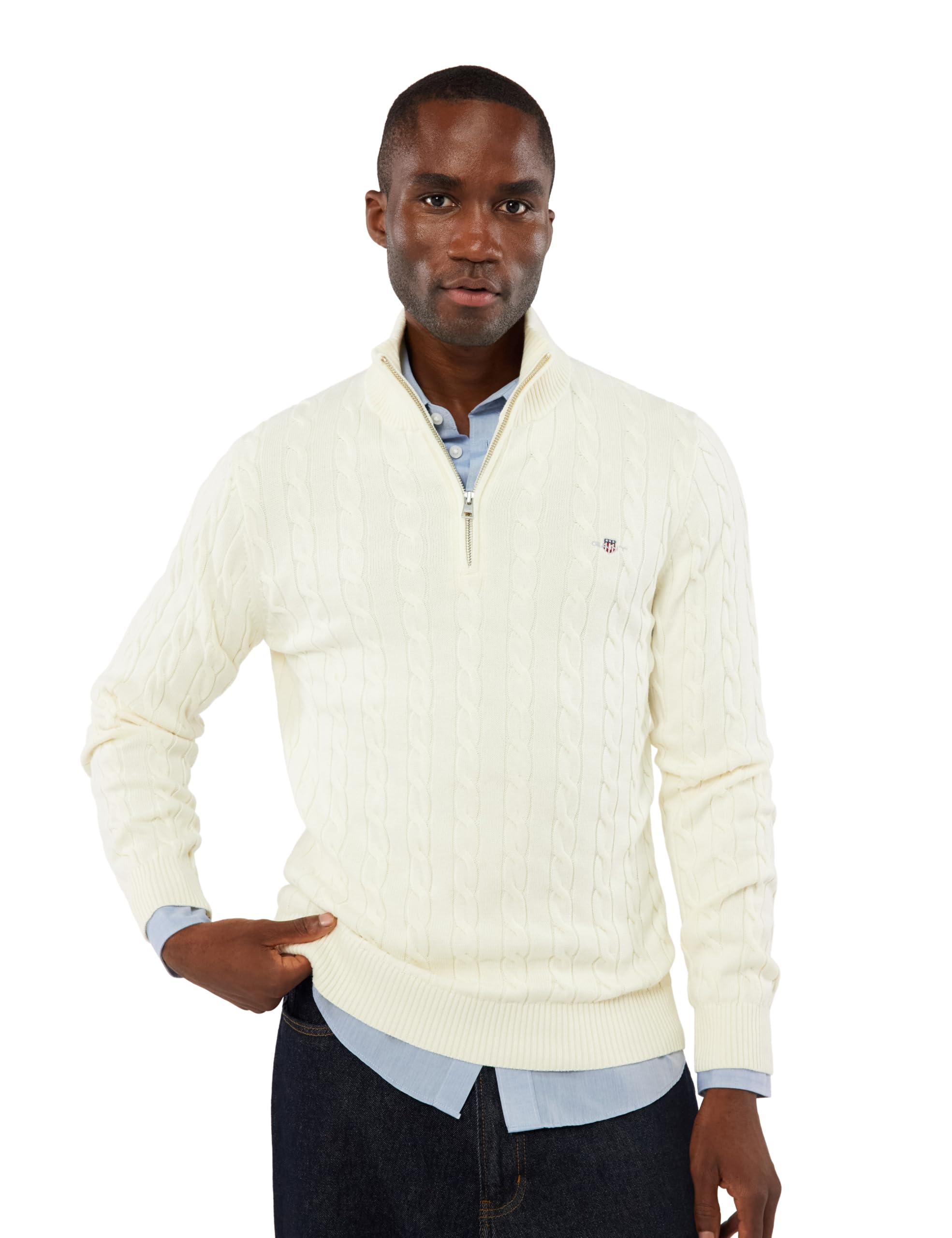 GANT Cotton Cable Half Zip Pullover Sweater Men (Pack of 1)