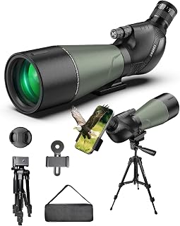 20-60x80 HD Spotting Scope with Dual Focusing Phone Adapter & Tripod | BAK4,FMC,Shockproof Waterproof Fogproof for Bird Watching Hiking Safari