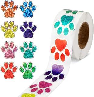500pcs Dog Paws Stickers Colorful Paws Stickers Glitter Puppy Paws Stickers Self Adhesive Stickers 2.5cm Adhesive Animal Print Mailing Veterinarian Party Room Decor Envelope Stickers