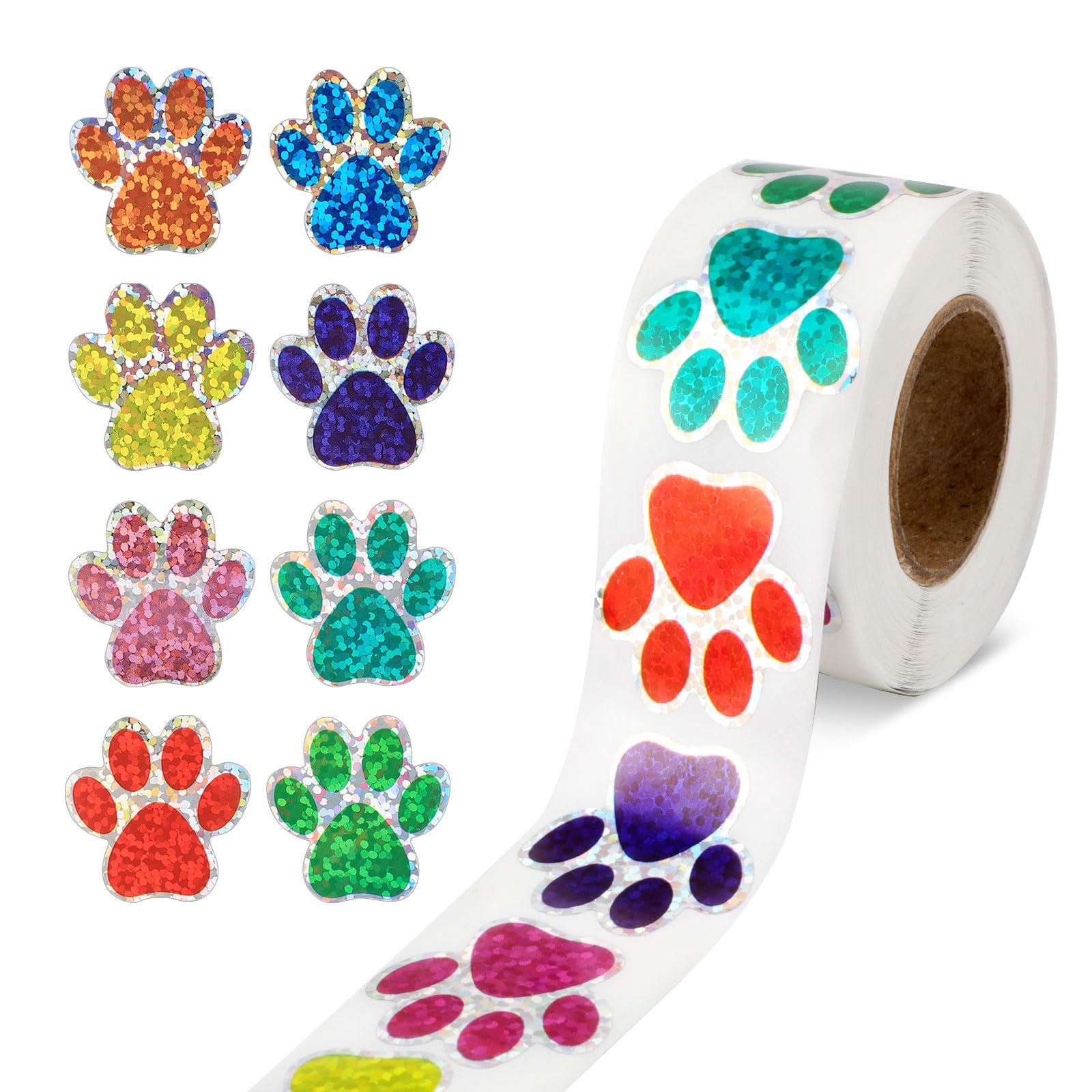 500pcs Dog Paws Stickers Colorful Paws Stickers Glitter Puppy Paws Stickers Self