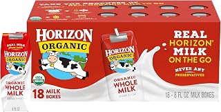 Horizon Organic Shelf Stable Whole Milk Boxes, Pack of 18-8g Protein per Serving