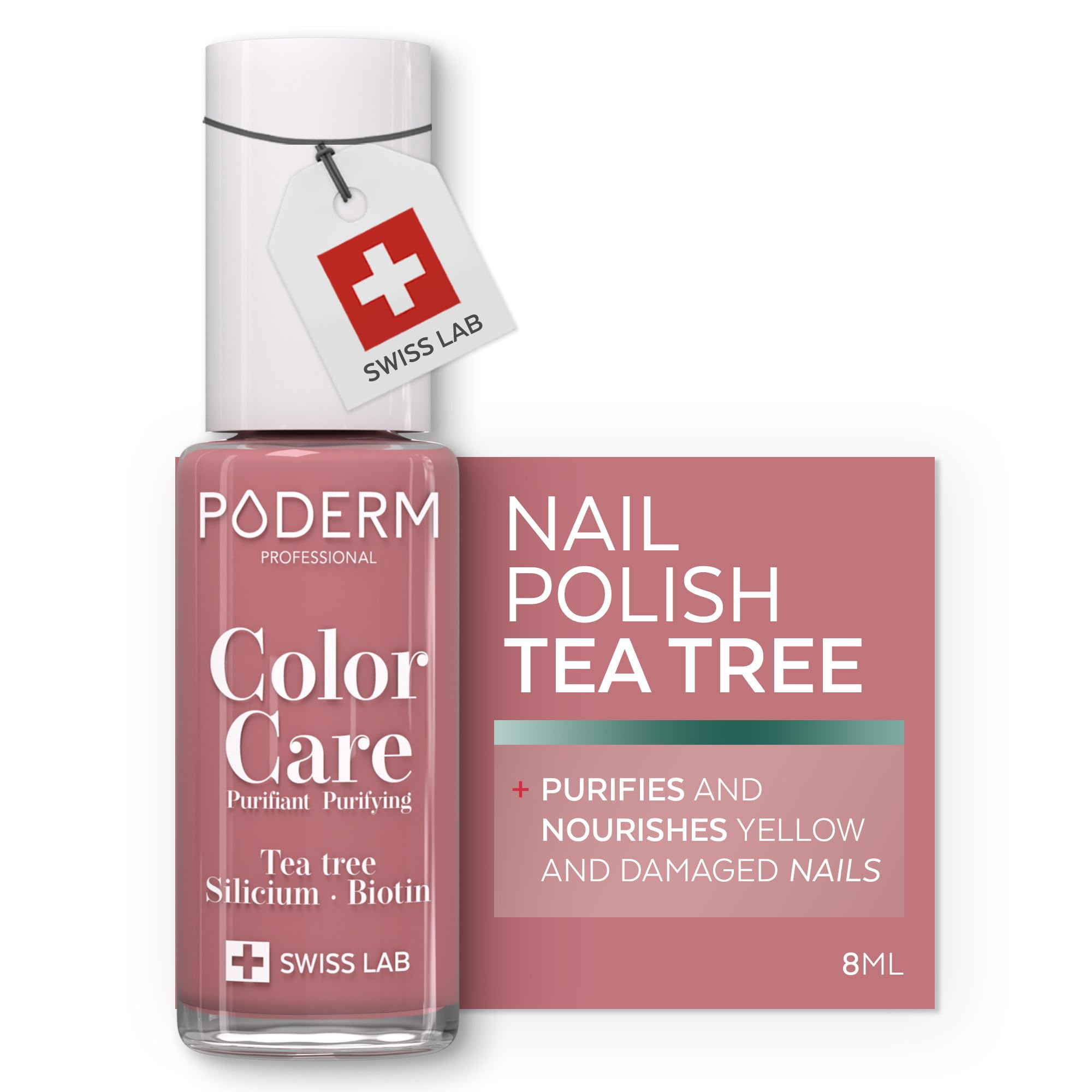 PODERM Swiss Lab Care Nail Polish with Tea Tree Oil Rosewood 8 ml