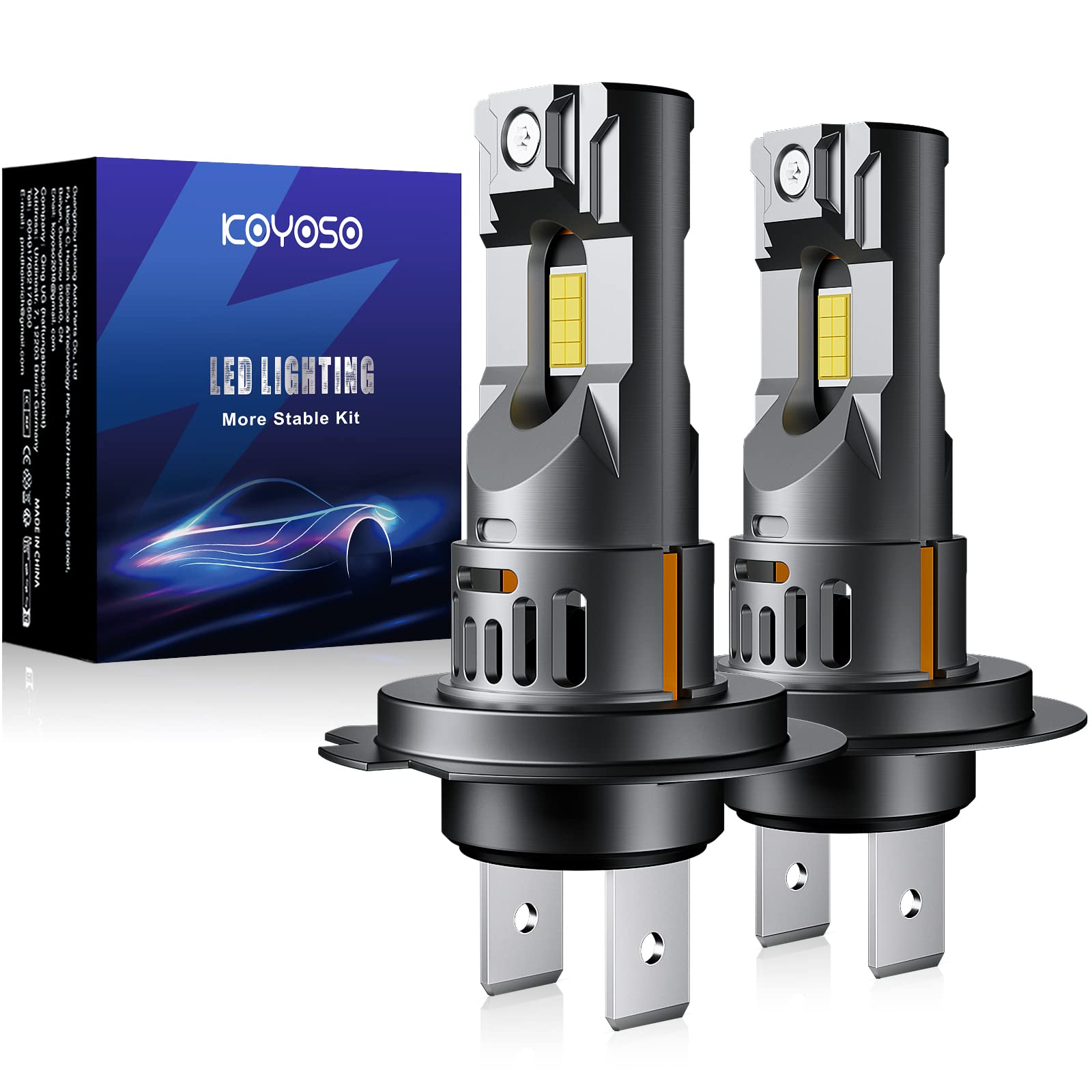 KOYOSO H7 LED 140W 64000LM Replacement Lamp for Halogen, 1:1 Mini Design, No Ada