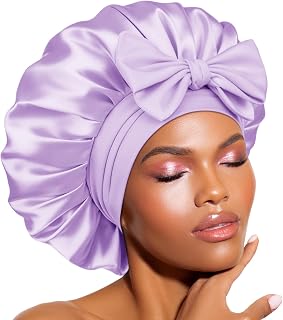 BONNET QUEEN Silk Bonnet for Sleeping, Satin Sleep Cap for Men and Women, Bonnet for Curly, Straight Hair, Silk Bonnet with Wide Elastic Band