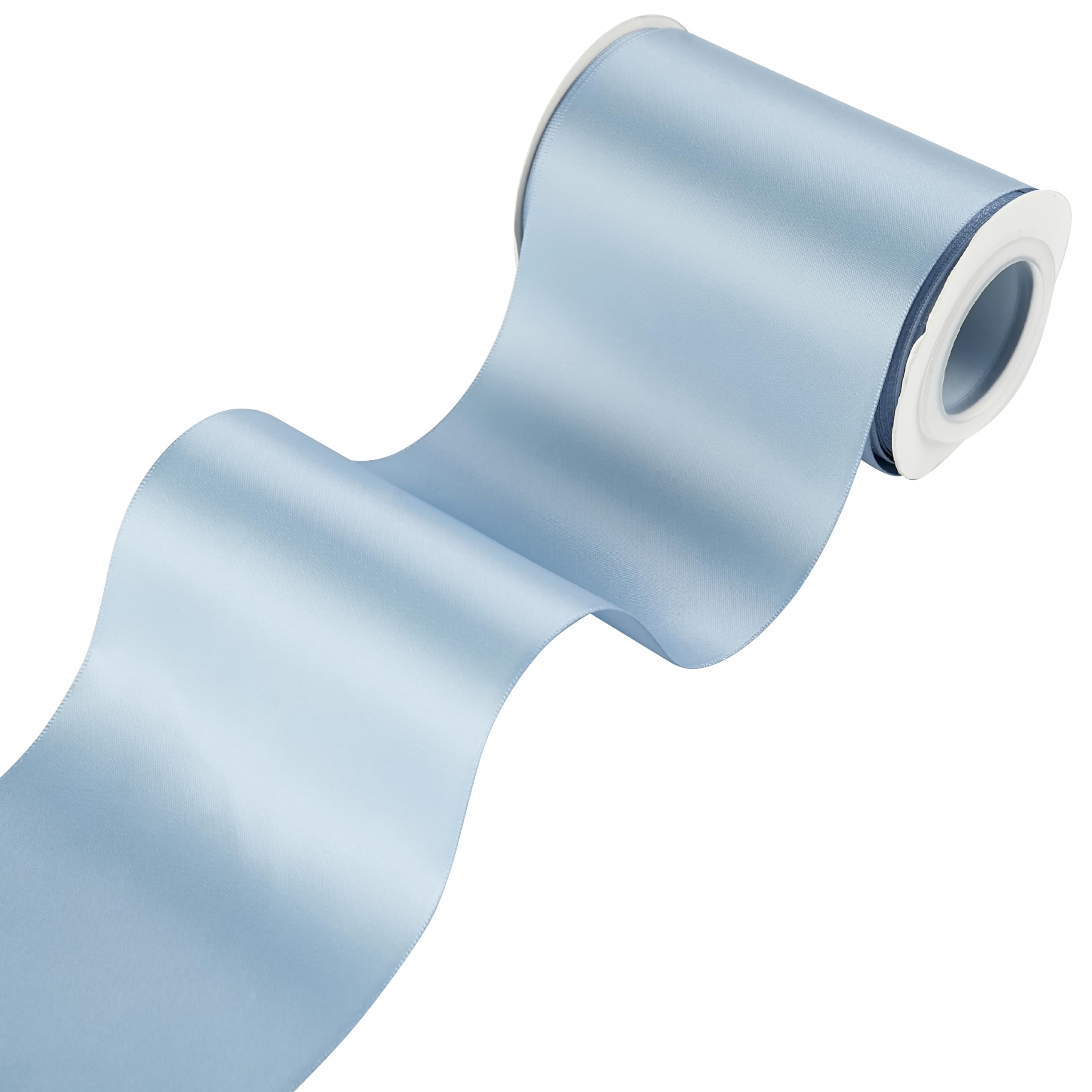 MAYREEL Dusty Blue Satin Ribbon 4 Inch Thick Double Faced 10 Yards