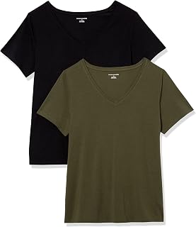 Amazon Essentials Women's Plus Sizes Classic Fit V-Neck T-Shirt with Short Sleeves, Multipack