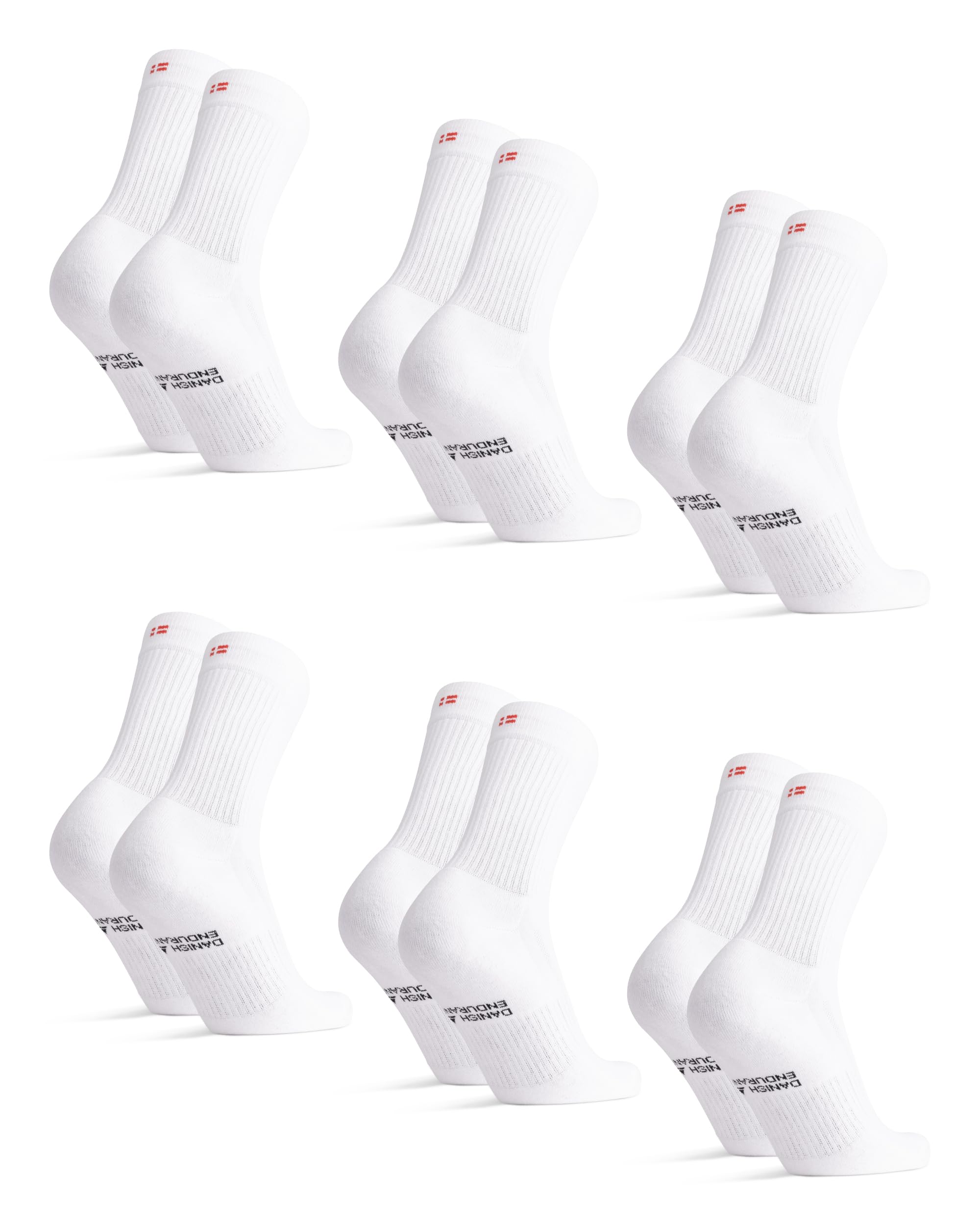 DANISH ENDURANCE Tennis Socks Organic Cotton Sports Socks 3 or 6 Pairs