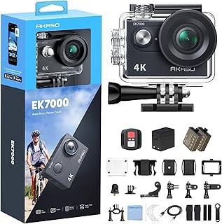 AKASO EK7000 4K30FPS 20MP WiFi Action Camera with EIS Ultra HD 131FT Waterproof Underwater Camera Remote Control 4X Zoom Support External Microphone Black