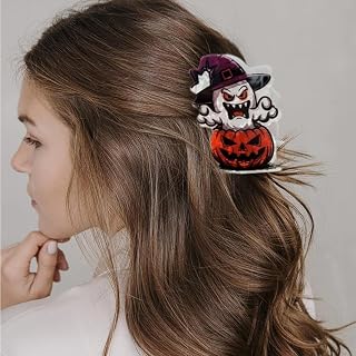 Witch Pumpkin Shaped Hair Claw for Women Halloween Jaw Grip Barrette PVC French Butterfly Claw Clip Horror Hair Accessories Non-Slip Hairpin Gift Party Supplies Decoration