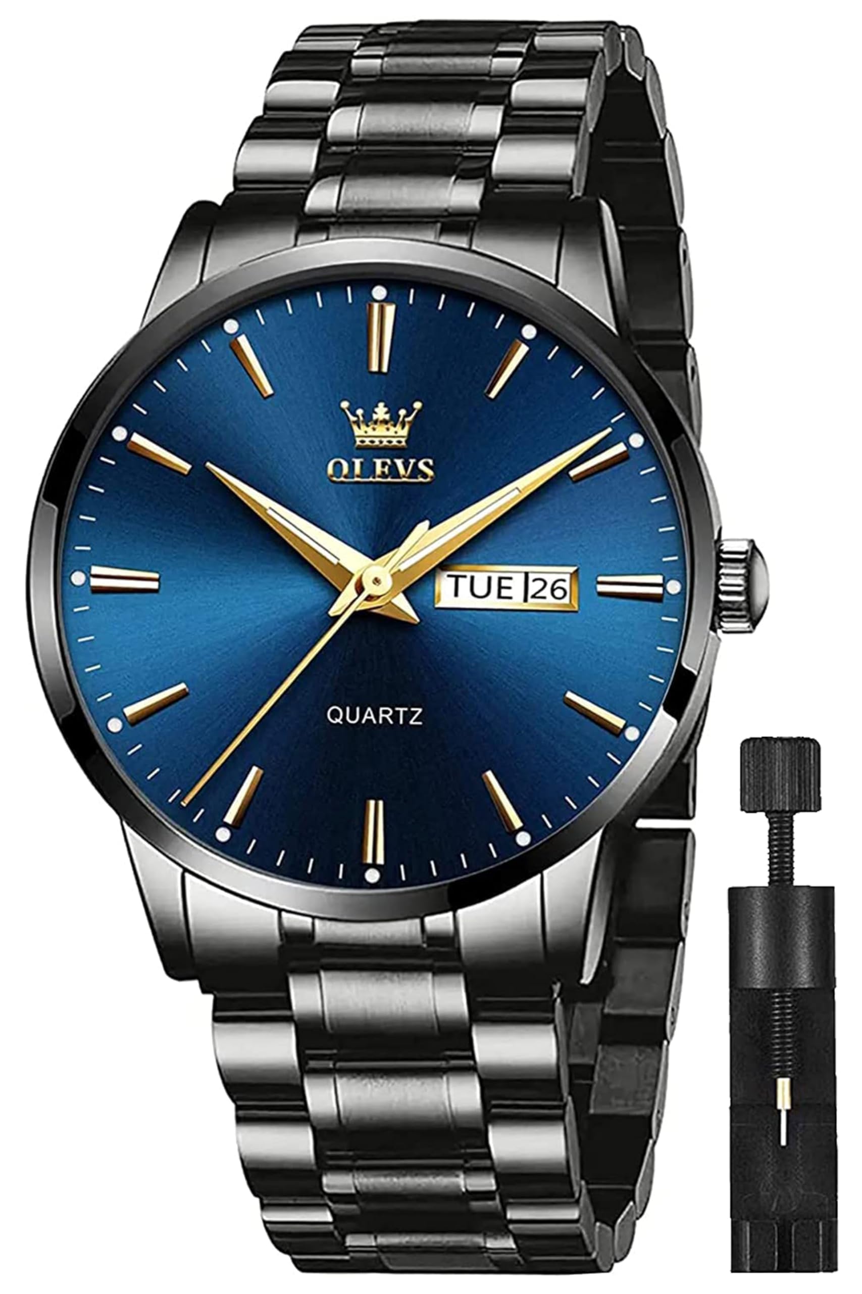 OLEVS Mens Watches Stainless Steel Waterproof Date Analog Quartz Watch Classic L