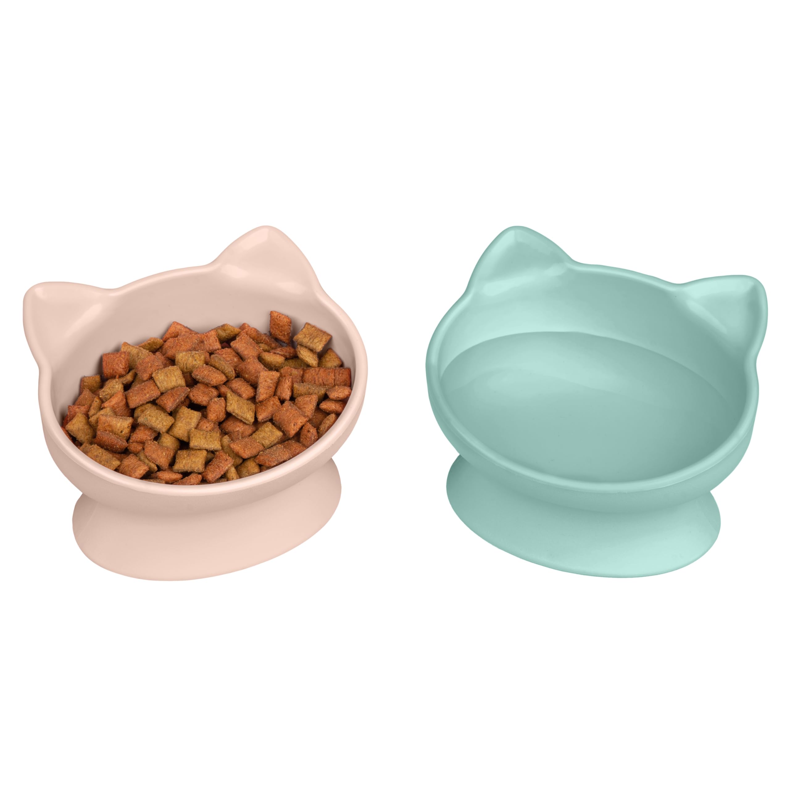 Kitty City Elevated Cat Bowls (Set of 2), Whisker-Friendly Raised Cat Food & Wat