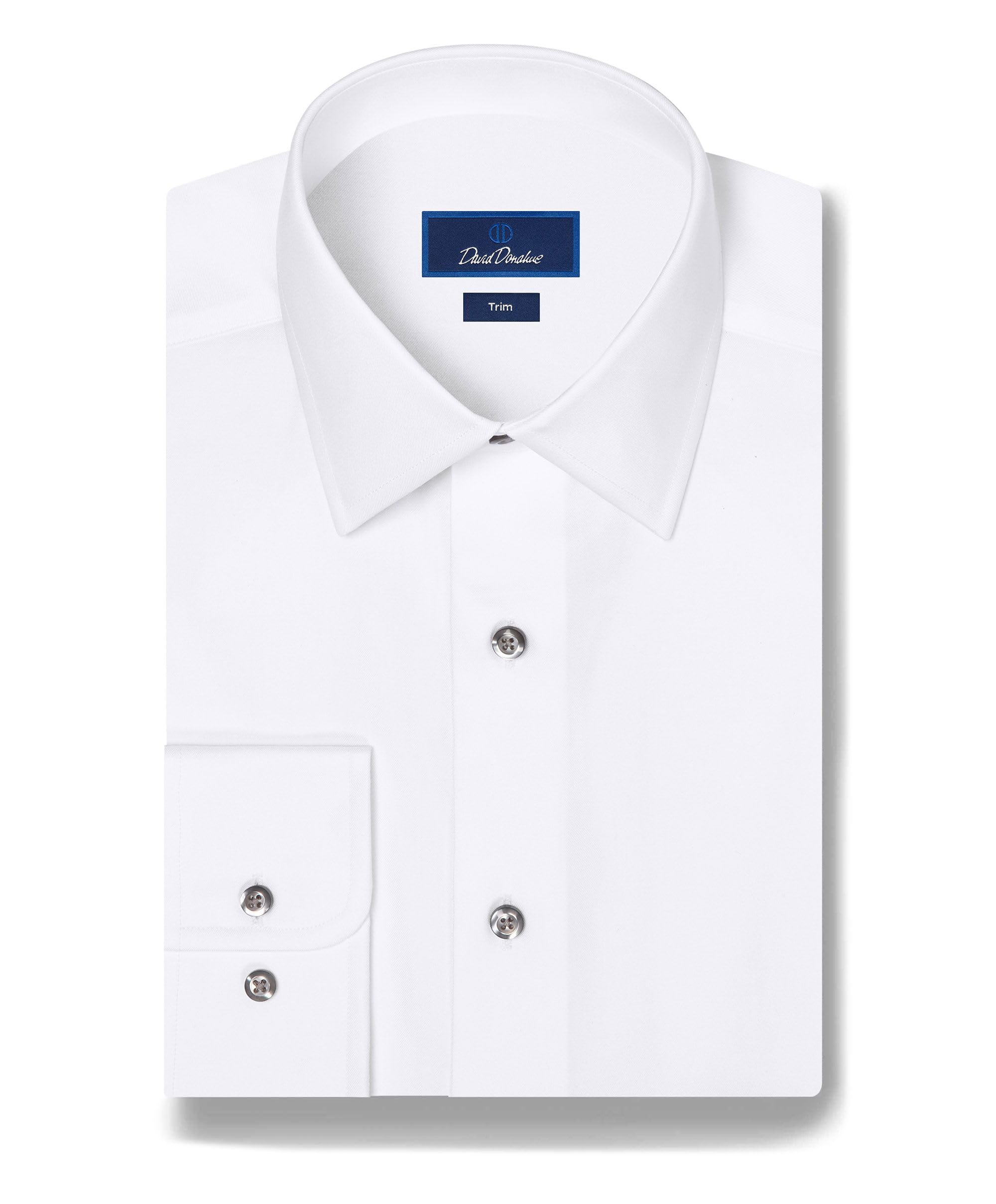 David Donahue Men's Trim Fit Twill Dress Shirt