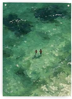 Green Abstract Oil Painting Canvas Wall Art Banner, Green Minimalist Artwork Poster Banner, Boho Aesthetic Wall Decor for Living Room Bedroom Home Office