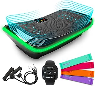 Bluefin® 4D Vibration Plate Exercise Machine for Weight Loss, Muscle Recovery & Lymphatic Drainage, 3 High-Performance Motors with Resistance Bands & Pull cords for a Full Body Workout