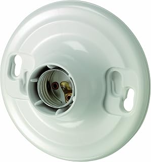 Leviton 8829-CW4 Medium Base One-Piece Plastic Outlet Box Mount Incandescent Lampholder, Keyless, Single Circuit, Top Wired, White