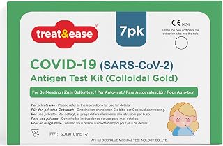 SOL 7pk COVID-19 Antigen Test Kit - Nasal Self Testing | Pack of 7 test kits, swab, test cassette, buffer and instructions included, compact for home or travel