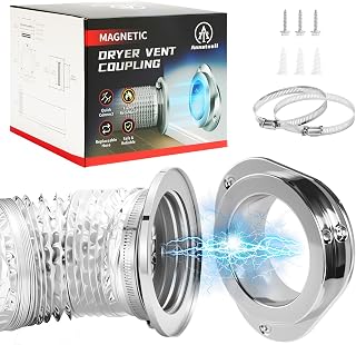 Annatuoli DV180 Magnetic Dryer Vent Kit, Airtight Seal Magntic Drver Vent Connector Kit, Including 6-Ply Aluminum Foil Duct and 2 Clamps, Easy to Clean Quick Connector