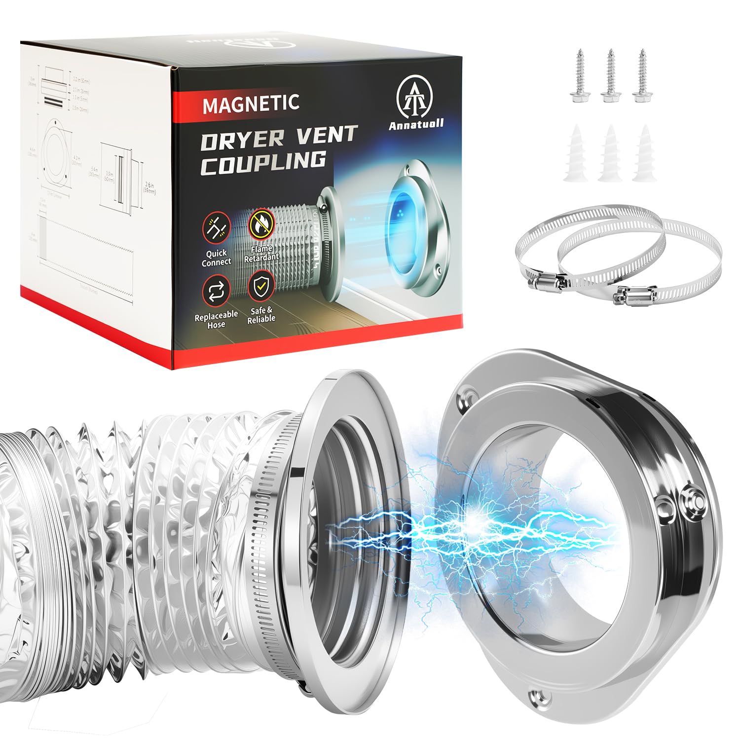 Annatuoli DV180 Magnetic Dryer Vent Kit, Airtight Seal Magntic Drver Vent Connec