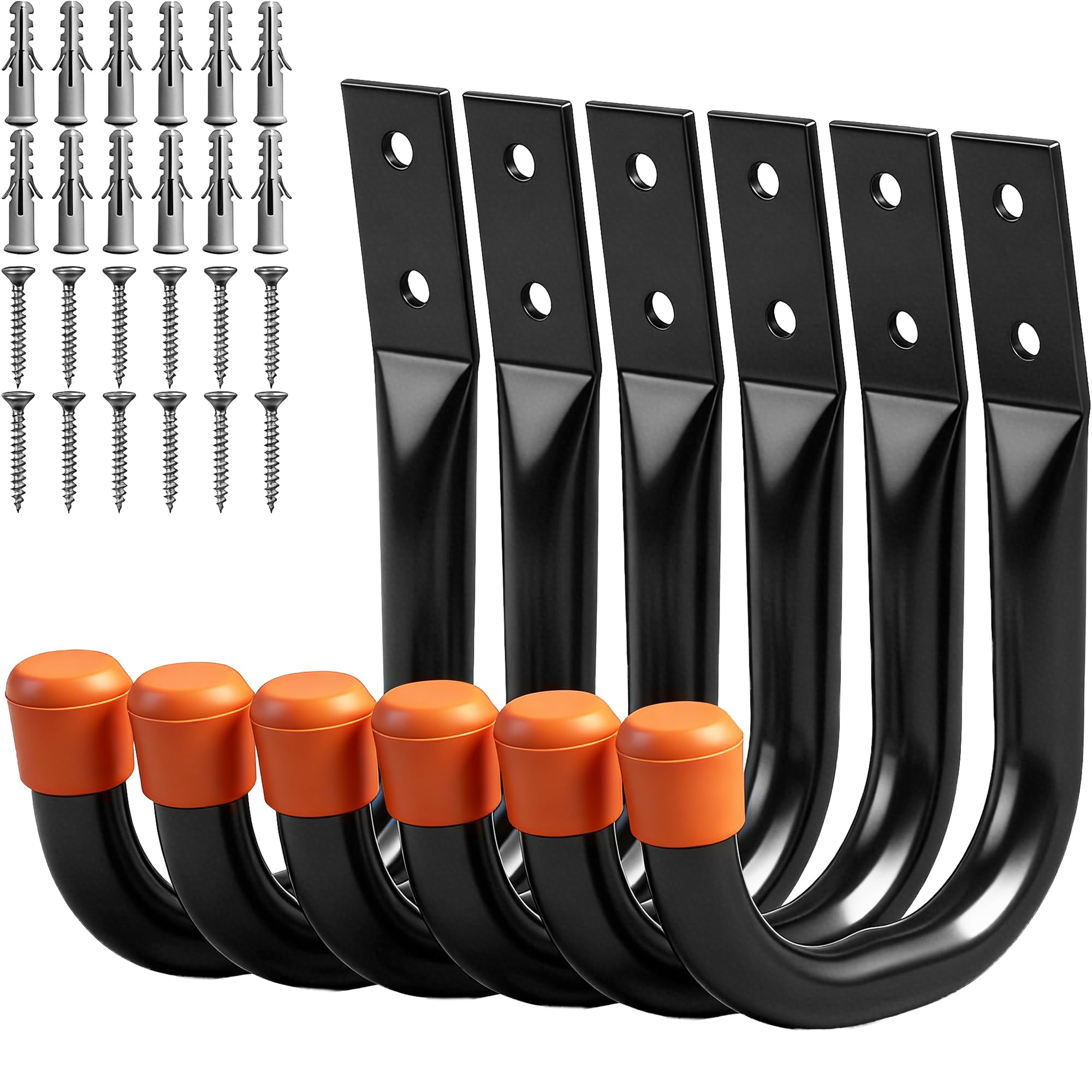 HORUSDY 6-Pack Heavy Duty Metal Wall Hooks, Large Garage Storage & Organization 