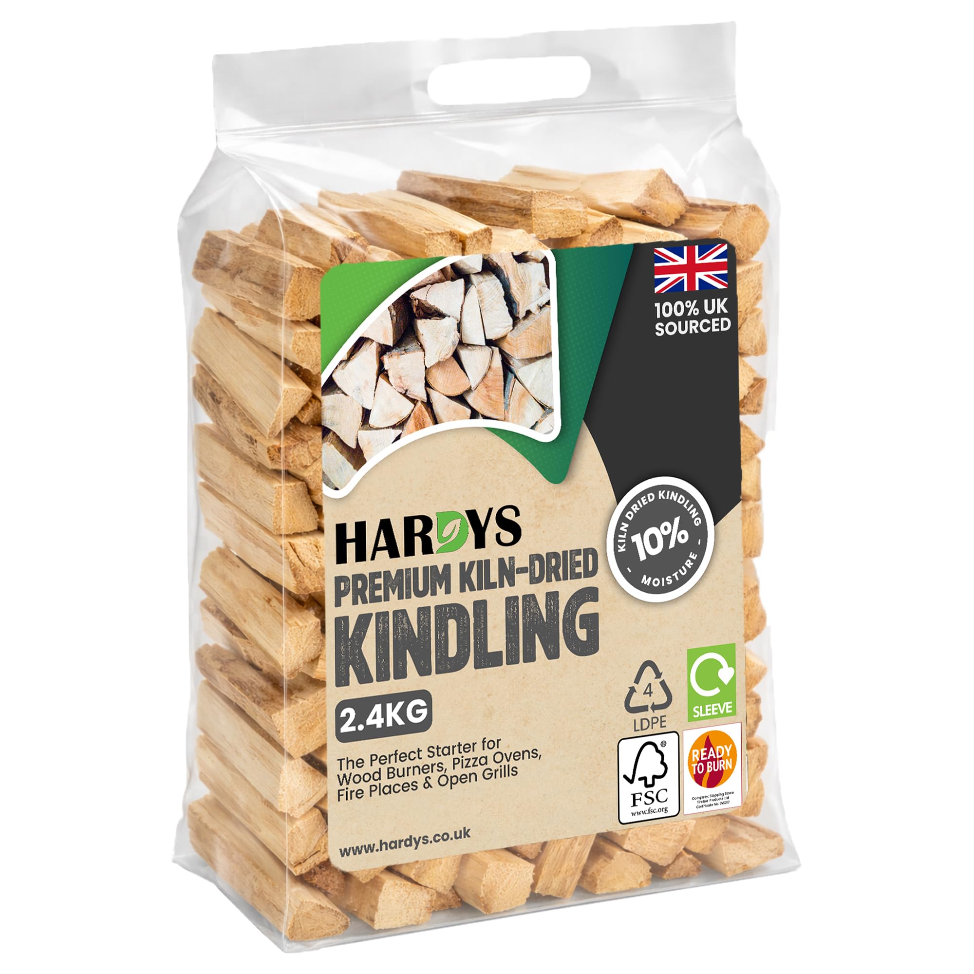 Hardys Kindling Wood 1 Pack - 2.4kg Approx | Instant Light Firewood Logs | Kiln 