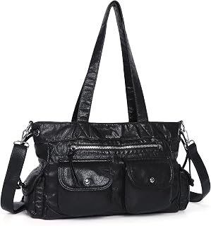 Angel Kiss Handbags for Women Soft Vegan Leather Purses Multiple Pockets Shoulder Bags Ladies Roomy Zippers Tote Bag