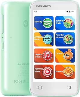 MP3 Player for Kids, Parental Controls, Spotify Compatible, Audible, 16GB | Kids Music Streaming, No Browser, Parent Approved Apps, 4" Touchscreen, WiFi and Bluetooth 5.0, Lightweight, Pearl Green