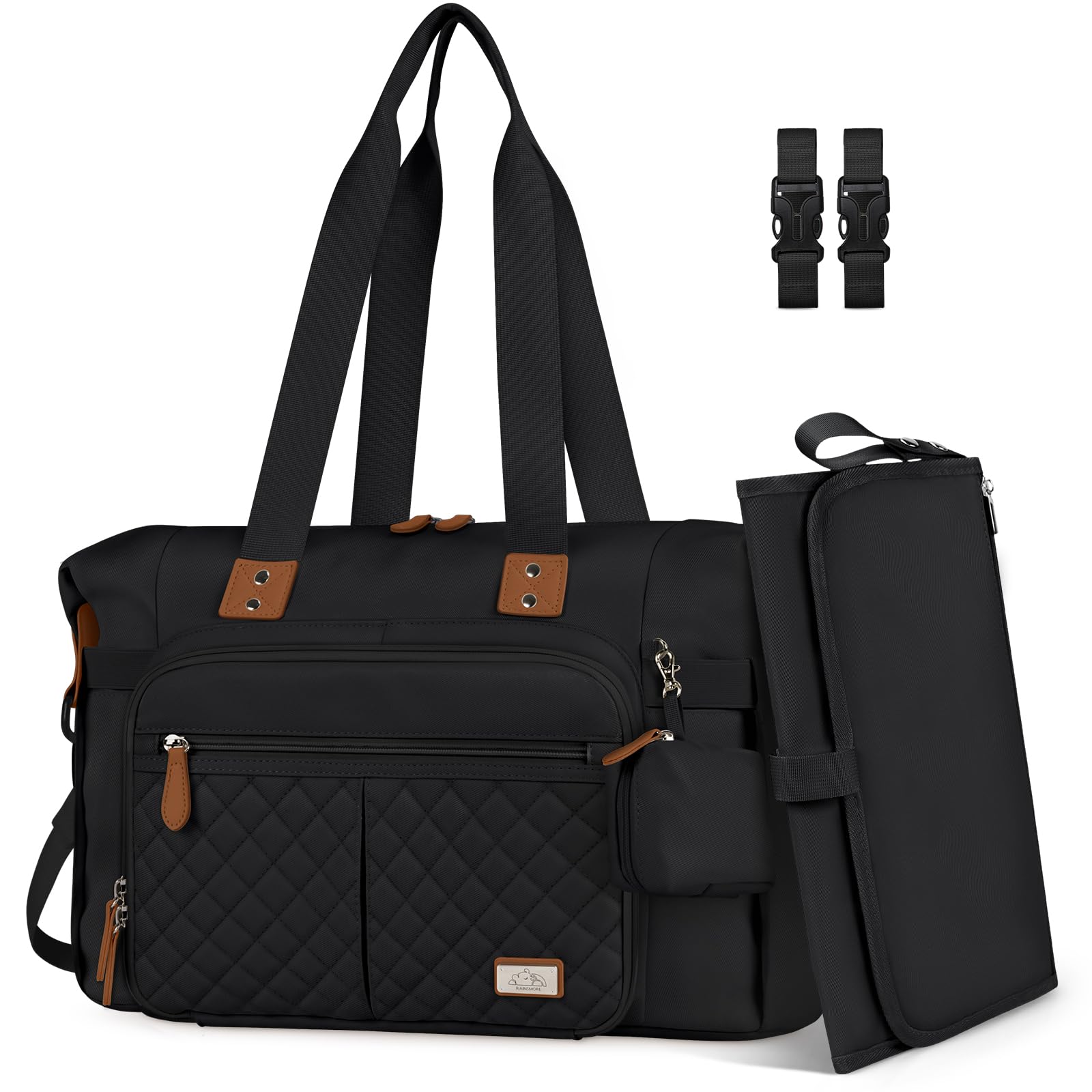 RAINSMORE Baby Changing Bags Nappy Tote Bag Waterproof Baby Diaper Bag for Mom a