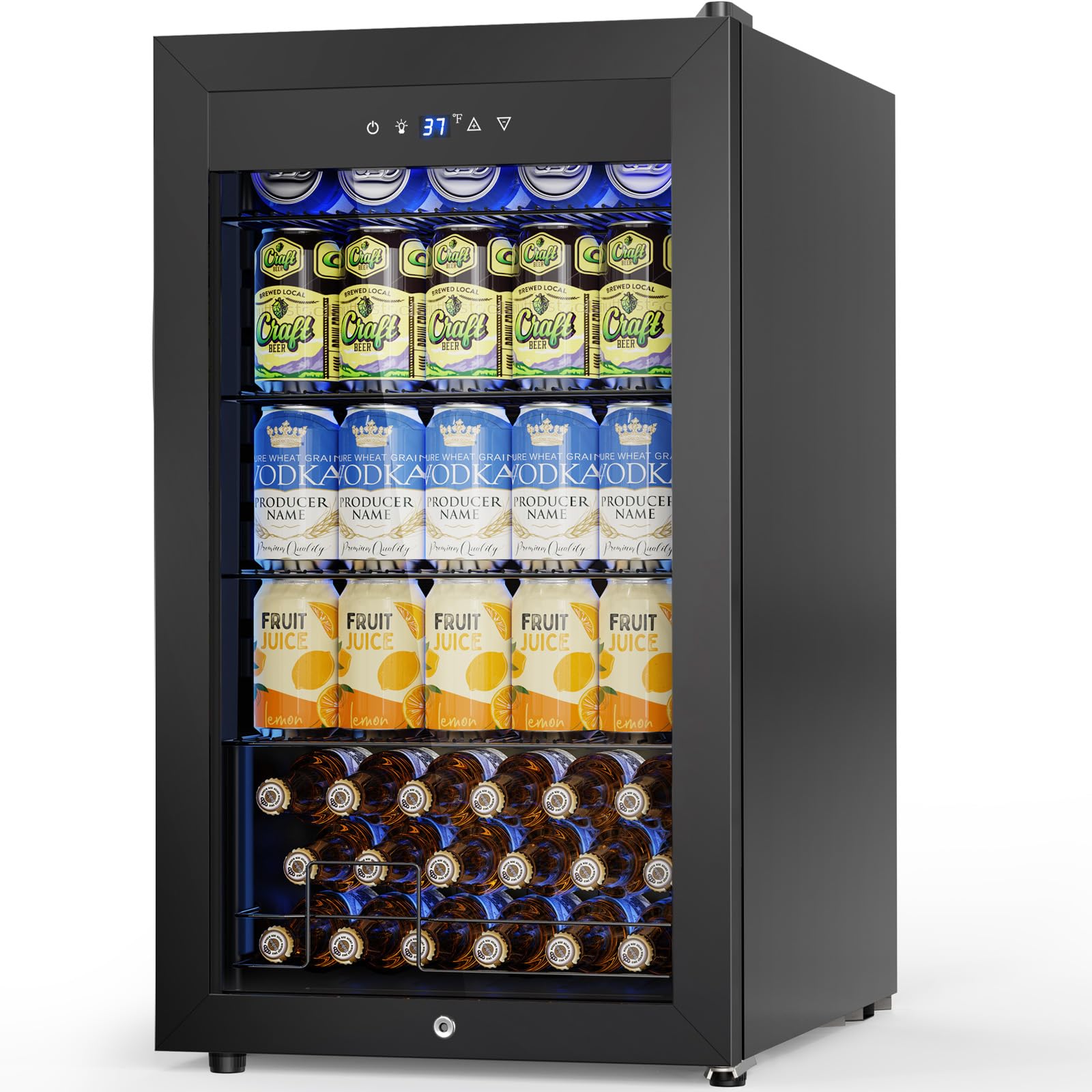 Velivi Mini Fridge 3.2 Cu.Ft Small Beverage Refrigerator 126 Can Lockable Drink 