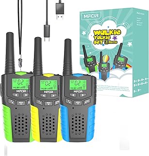 3Pack Kids Walkie Talkies,Long Range Rechargeable,Camping Toys for Boys | Mini 2 Way Radio Toy for Kids 3-12 Year Old,Christmas Birthday Gift,Portable Family Outdoor Games,Hiking,Backyard Play