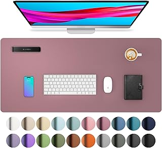 Aothia Leather Desk Pad Protector, Mouse Pad, Office Desk Mat,Non-Slip PU Leather Desk Blotter, Laptop Desk Pad, Waterproof Desk Writing Pad for Office and Home (Dark Pink, 23.6" x 13.7")