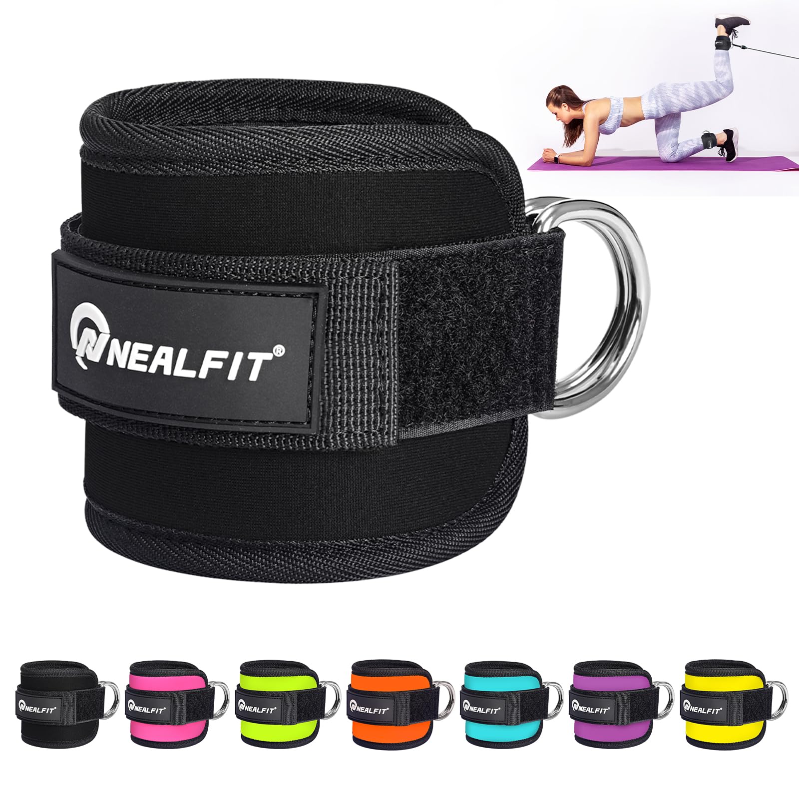NEALFIT Ankle Strap for Cable Machine, Gym Ankle Cuff for Kickbacks, Leg Extensi