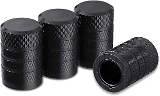 CKAuto Tire Valve Stem Caps, Aluminum Black, 4 pcs/Pack | Corrosion Resistant, Universal Stem Covers for Cars Trucks Motorcycles SUVs and Bikes