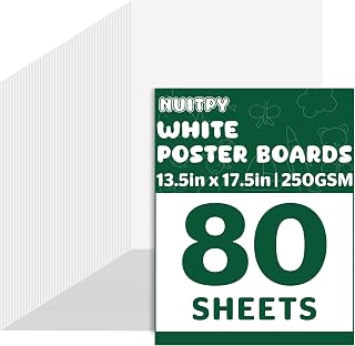 80 Sheets Poster Board, 13.5in x 17.5in White Poster Paper Bulk, 250GSM | Poster Boards Paper Bulk for Craft, Drawing, DIY Project, Presentations, Display, Sign