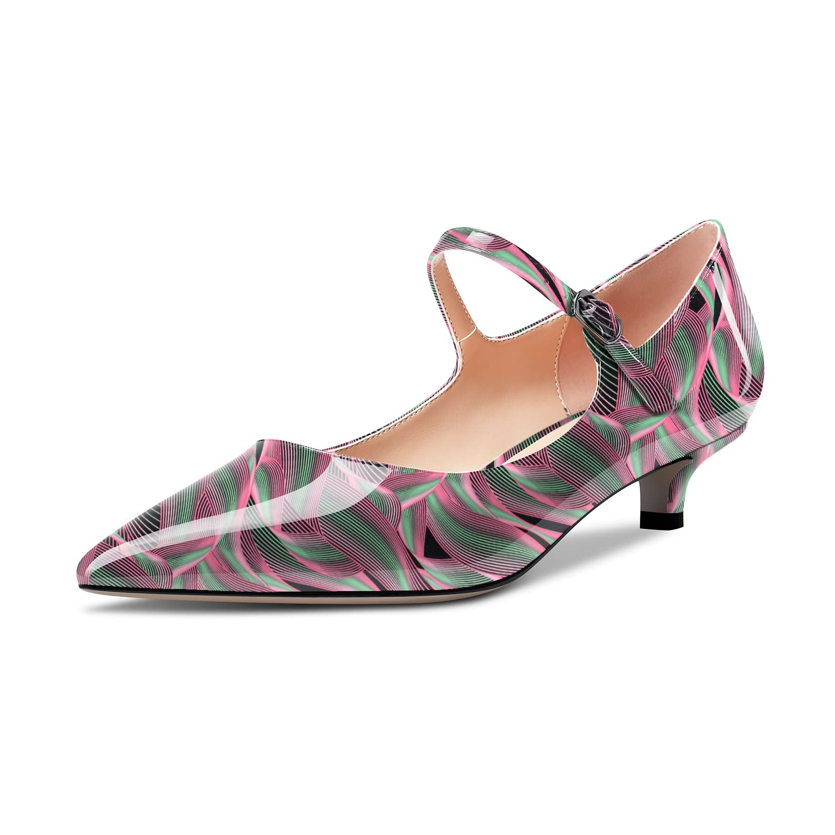 Aachcol Women's Mary Jane Kitten Low Heel Pumps Pointed Toe Slip-on Dress Shoes 