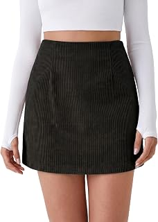 Cicy Bell Womens Corduroy Mini Skirt Casual A-line Skirts with Shorts
