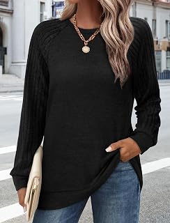 Tunic Sweatshirts for Women Crewneck Lightweight Sweaters Raglan Long Sleeve Shirts Fall Fashion Tops 2026
