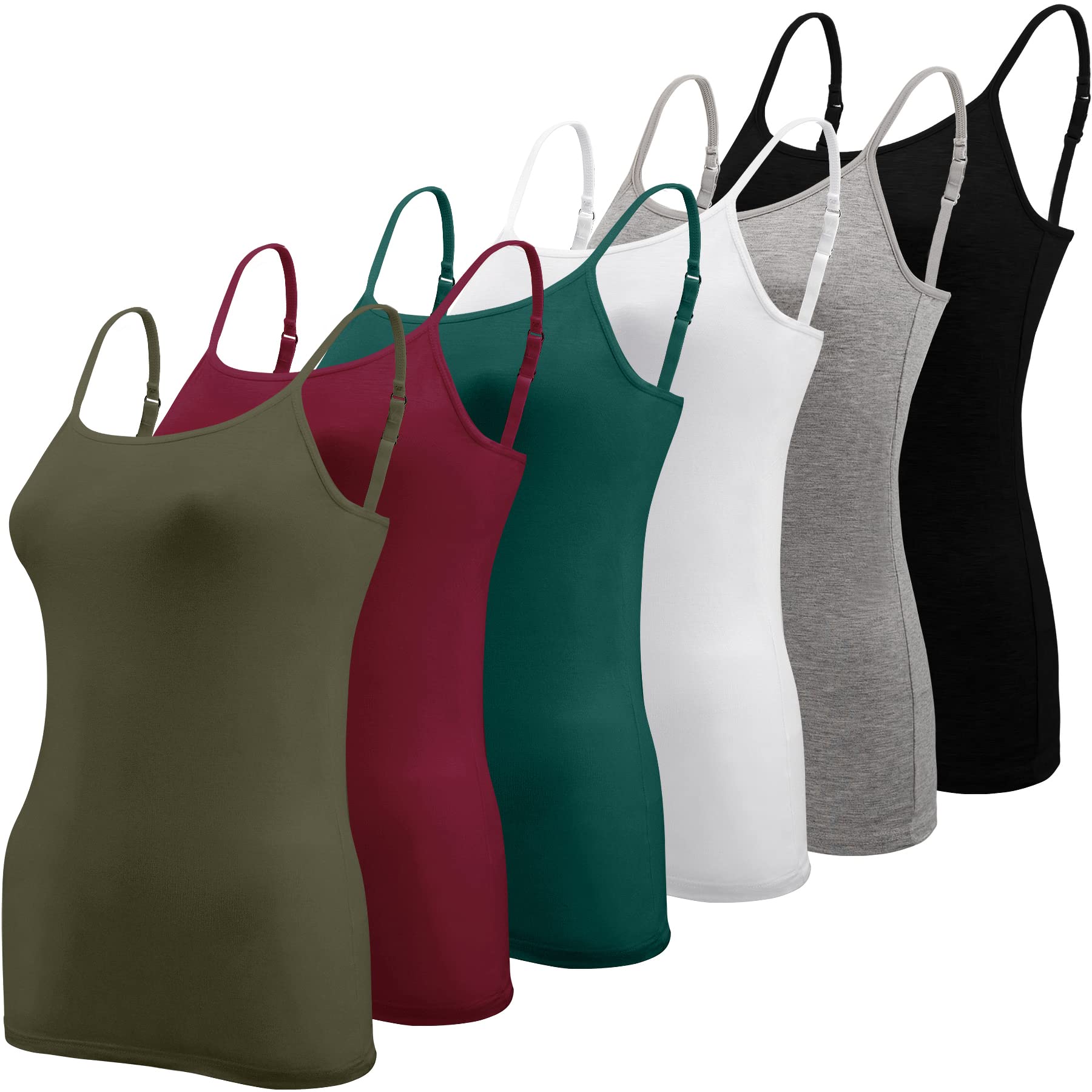 BQTQ 6 Pieces Tank Tops Women Basic Camisole Spaghetti Strap Adjustable Tank Top