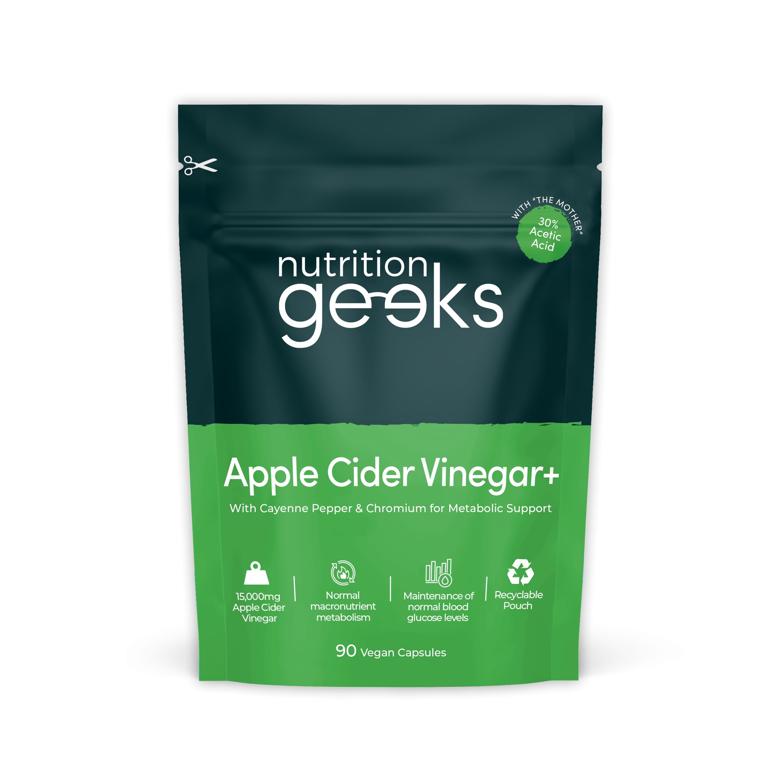 Apple Cider Vinegar Capsules 15,000mg with Mother & 30% Acetic Acid - Enhanced w
