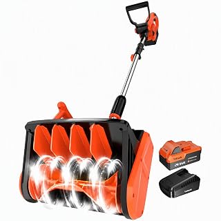 VOLTASK Cordless Snow Shovel Brushless, 24V 13 Inch Cordless Snow Blower, Electric Snow Shovel with Directional Plate & Adjustable Front Handle (4-Ah Battery & Quick Charger Included)