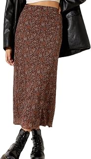 Avanova Women's Leopard Print Skirt Elastic High Waist Side Split Summer Beach Sexy Midi Skirt