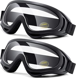 LOEO Motorcycle Goggles 2 Pack - ATV Dustproof Dirt Bike Goggles for Ski Racing Riding, Off Road Waterproof Motocross