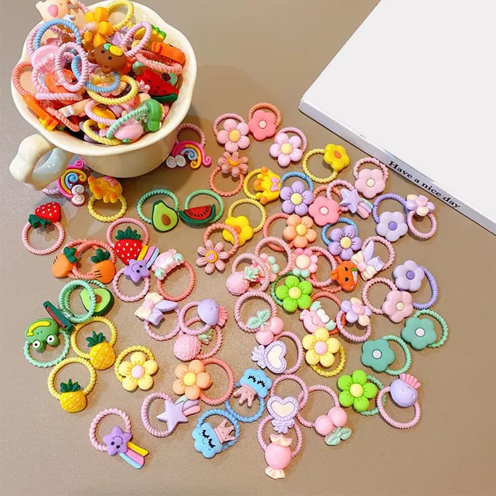 50 Pieces Elastic Hair Ties No Damage Hair Ties Cute Scrunchies for Women