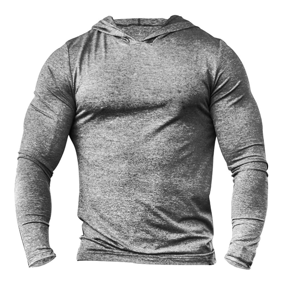 Muscle Alive Men's Long Sleeve Hooded Sweatshirt Elastic Lightweight Sweatshirts