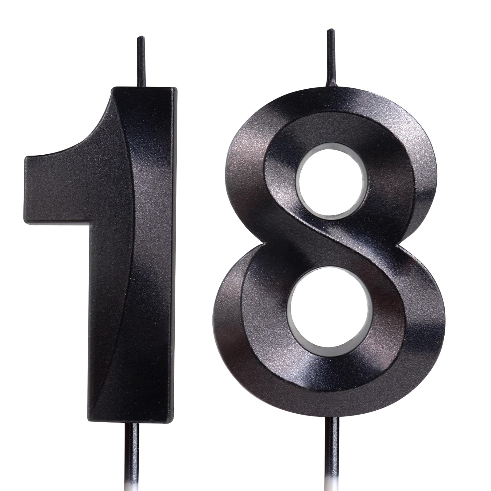 Yiran 3D Birthday Candles, Black Candle Number 18th Candle, Birthday Candle for 