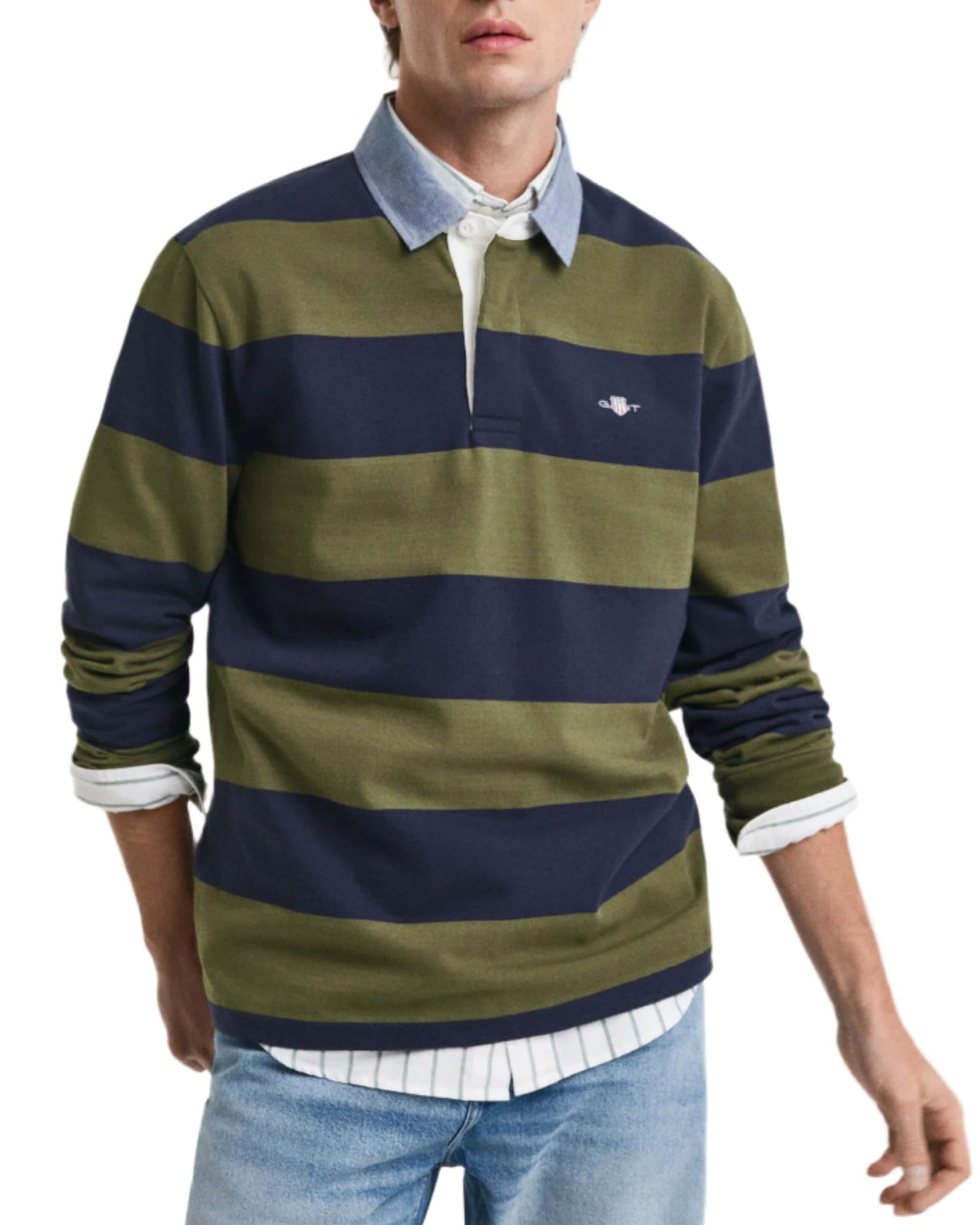 Gant Reg Chambray Stripe Heavy Rugger Men's Polo Shirt