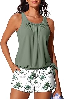 Summer Mae Blouson Tankini Swimsuits for Women with Boyshorts Tummy Control Bathing Suits Side Pockets 2025
