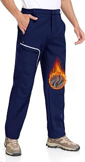 MoFiz Men's Softshell Hiking Trousers Ski Trekking Mountain Winter Windproof Waterproof Thermal Functional Work Trousers Warm Fleece Lining