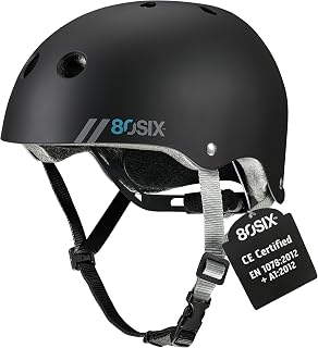 80SIX Multi-Sport Skateboard Helmet with Adjustable Fit Dial for Kids, Teens, Adults-Certified Hardshell Protective Scooter, Bike Helmet for Cycling, Skateboard, BMX, Inline Skate