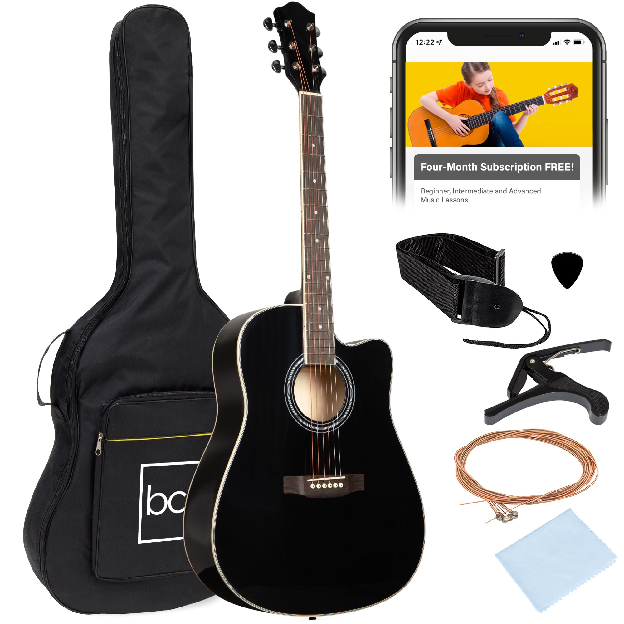 Best Choice Products 41in Beginner Acoustic Guitar Full Size All Wood Cutaway Gu